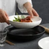 Ceramic Deep Plate with Jumping Knife Pattern