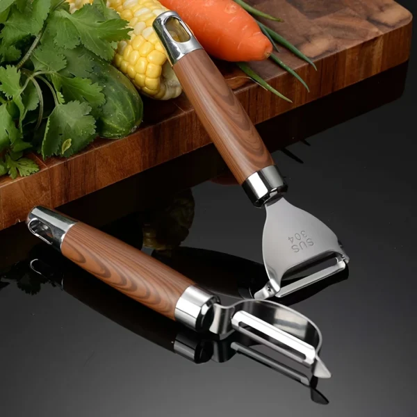 2 Pack Ergonomic Wood Handle Peelers